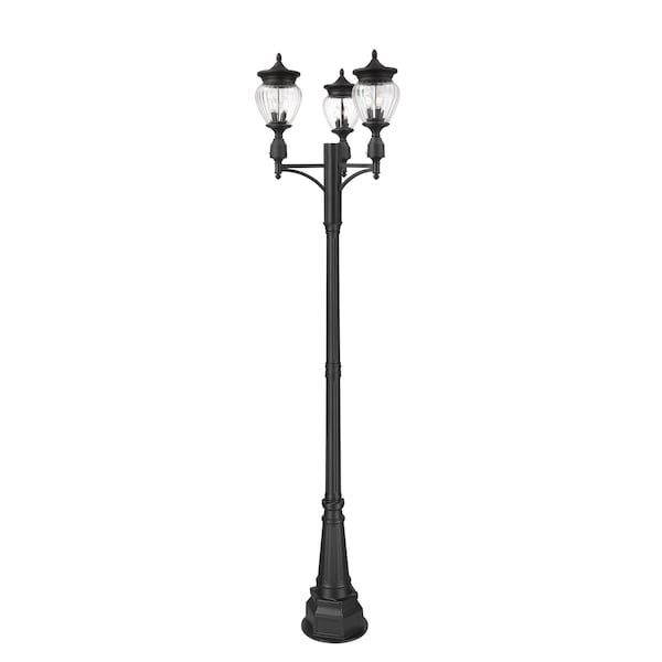 Z-Lite Davina 3 Light Outdoor Post Mounted Fixture, 31.5in. W x 115.25in. H, Black 5016PHMR-3-564P-BK - main